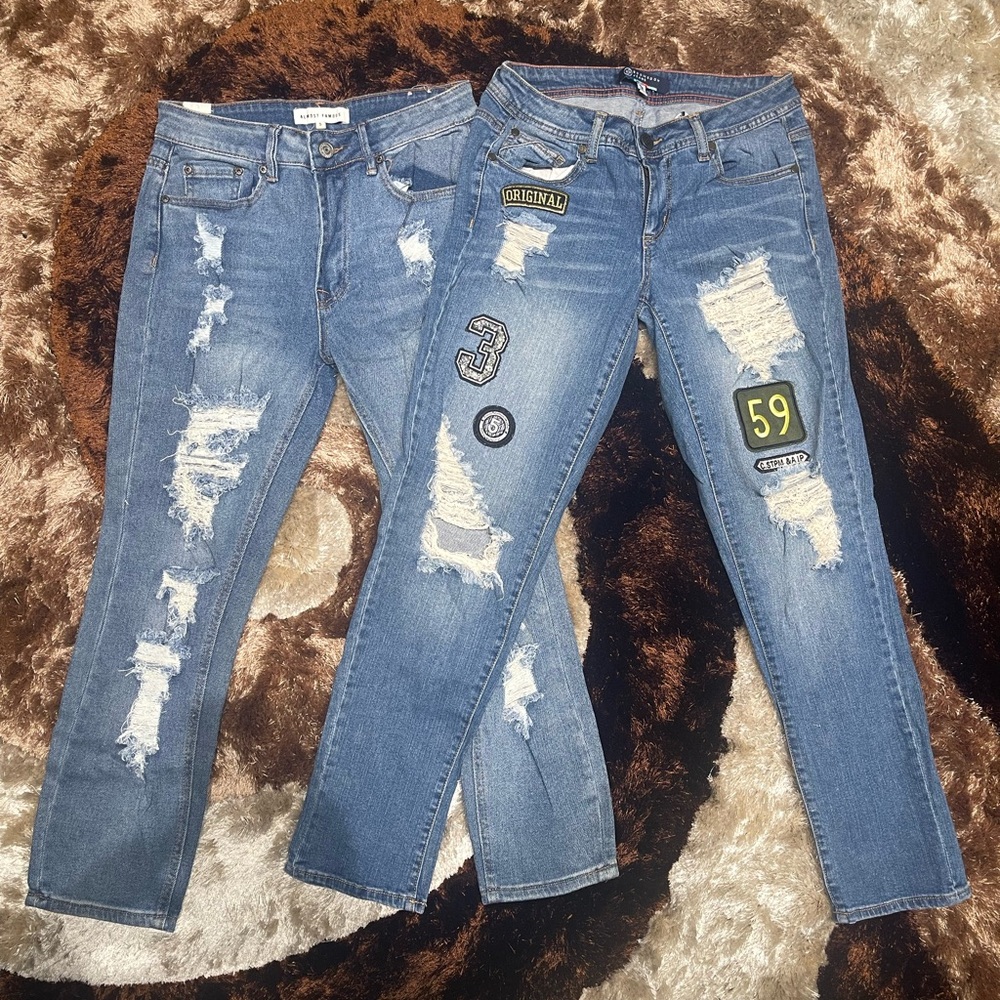 Boom Boom Jeans Blue Skinny Distressed Denim
